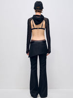 Color Block Asymmetrical Zipper Flared Skirt Pants