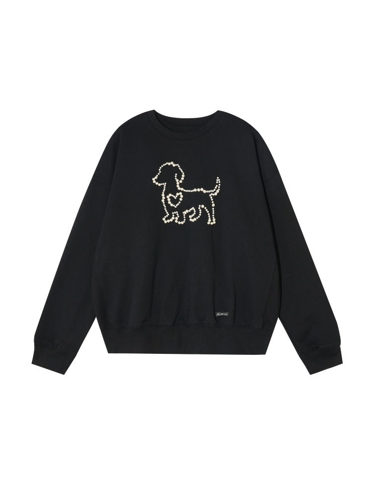 Embroidered Animal Knit Sweatshirt