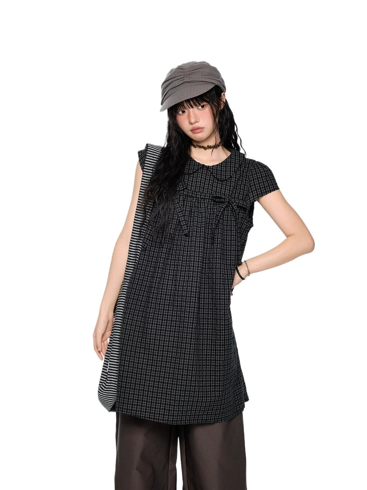 Plaid Peter Pan Top