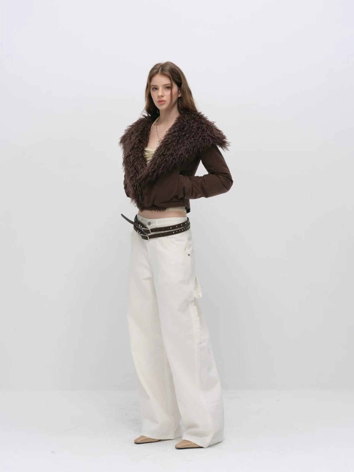 Faux Fur Collar Cropped Down Jacket