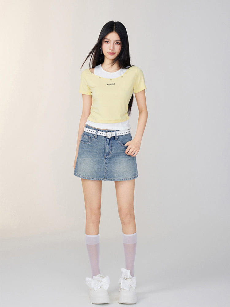 Faux Two-Piece Color-Blocked T-shirt