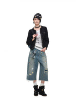 Sticker Print Crop Jeans