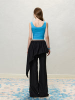 Black Layered Asymmetric Skirt Pants