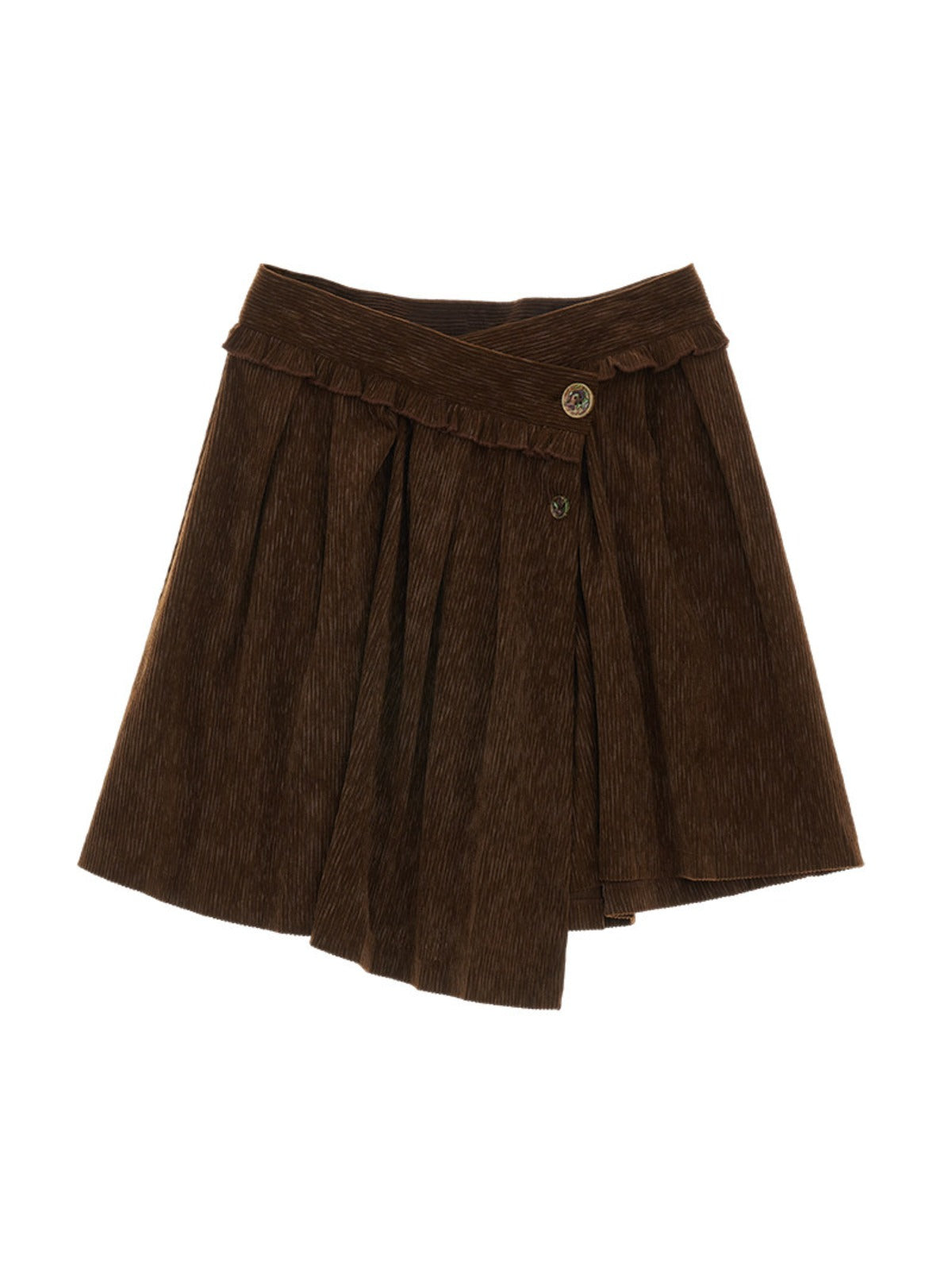 Brown Pleated Mini Skirt