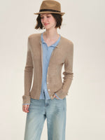Contrast Layered Wool Blend Cardigan