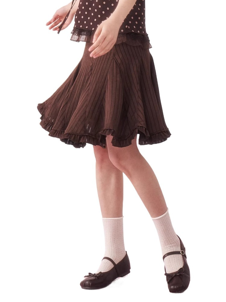Brown Asymmetric Brown Skirt