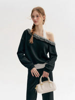 Plaid Ruffle Halter Sweatshirt