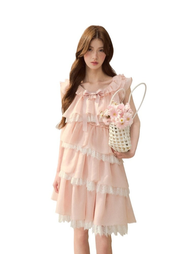 Tiered Lace Bow Dress