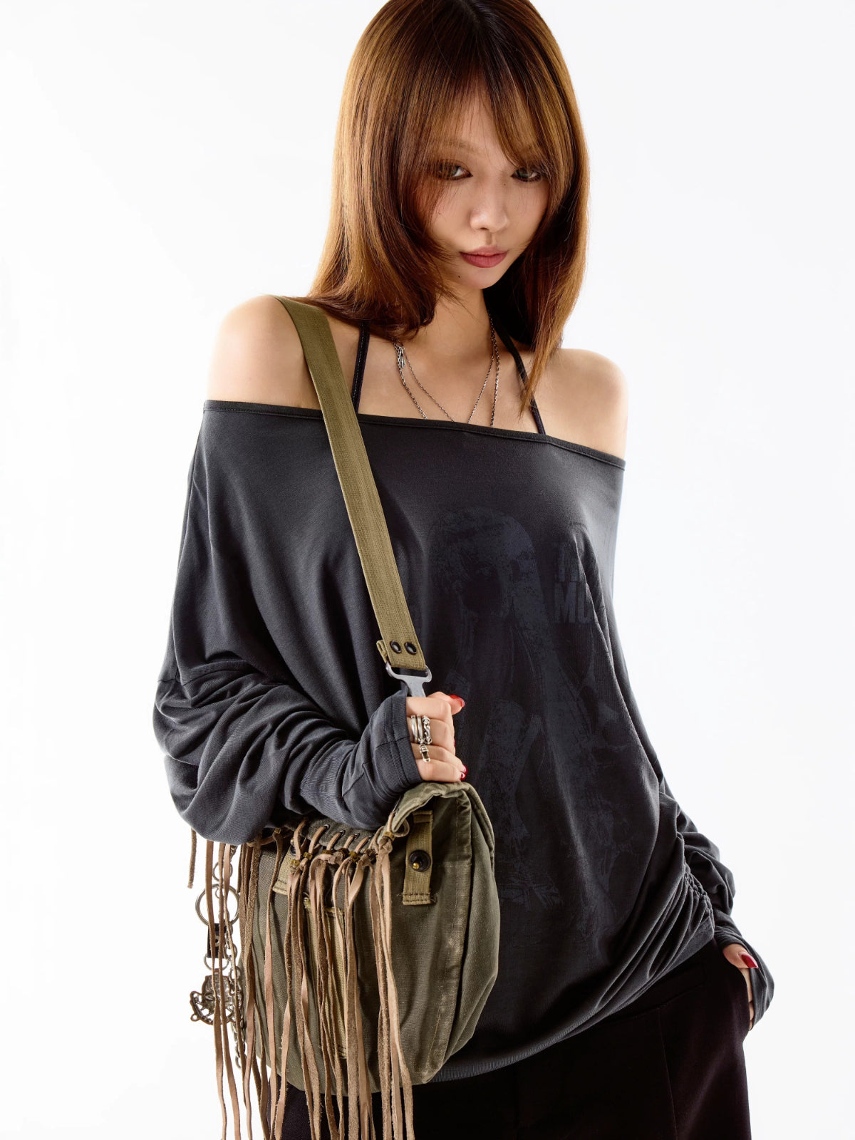 Off-Shoulder Print Tee