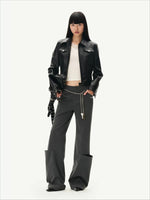 Lace Panel Straight Pants