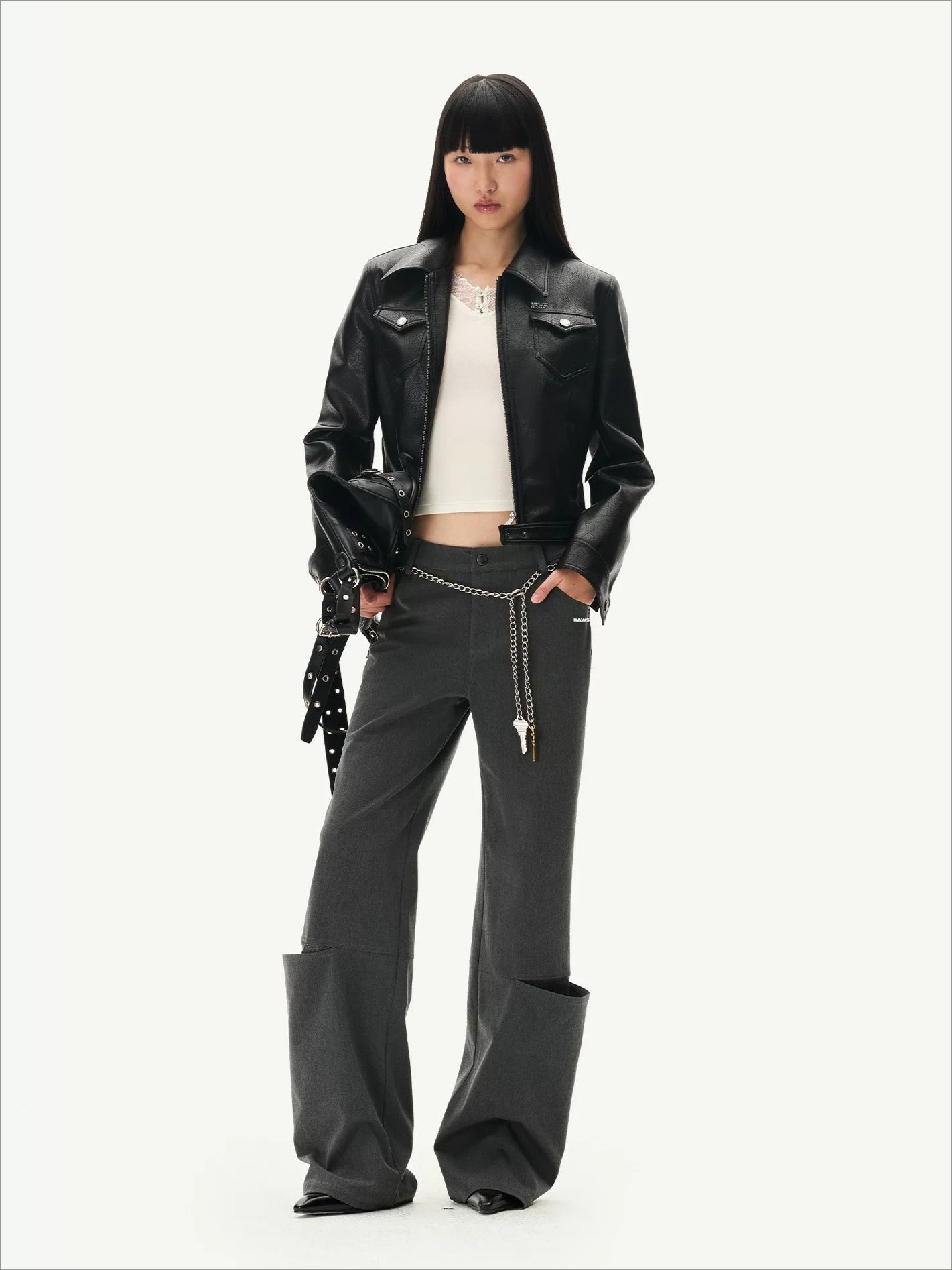 Lace Panel Straight Pants