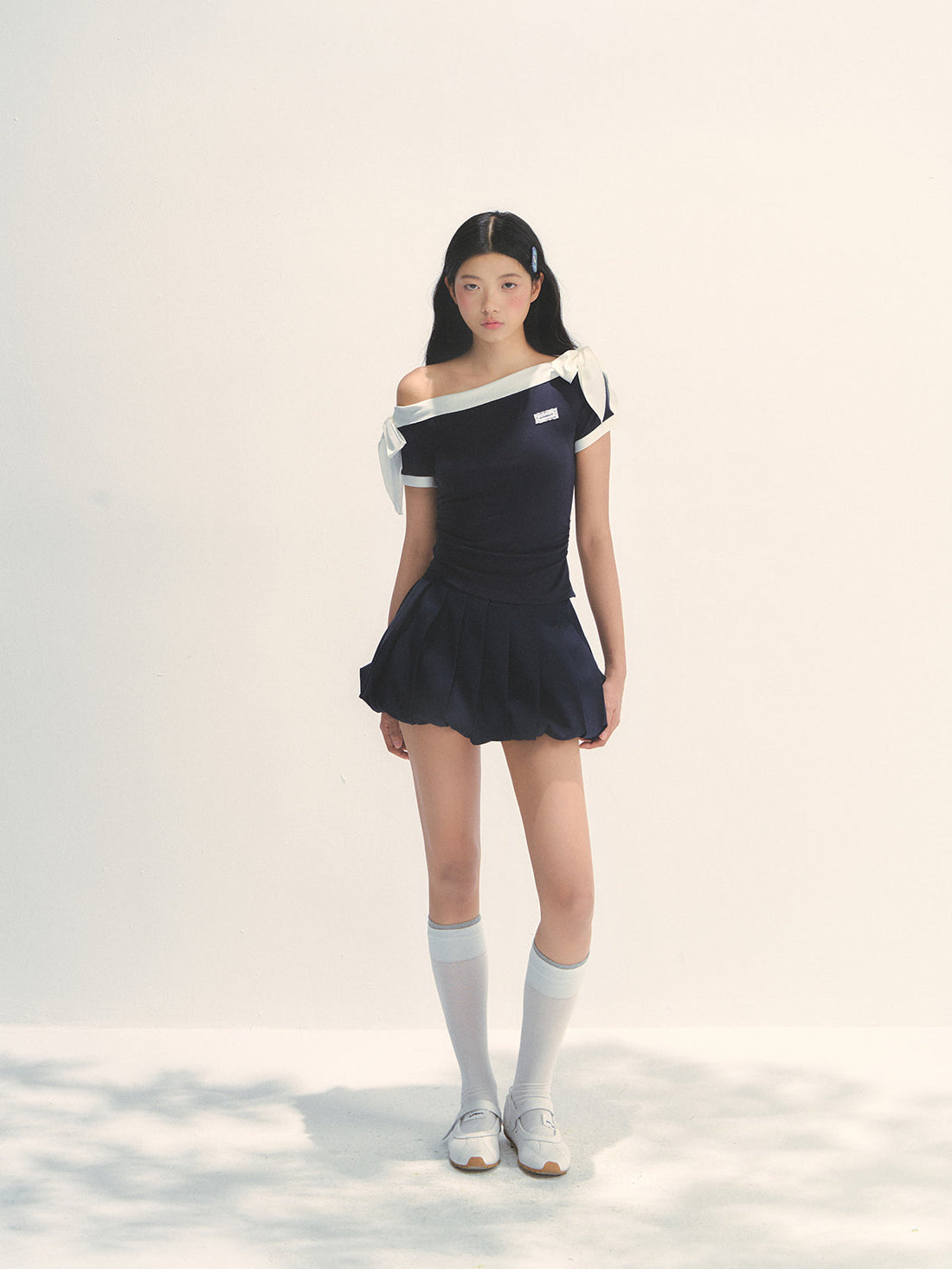 Navy Blue Academy-style Pleated Skirt
