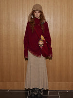Plaid Patchwork Batwing Sleeve Knit Sweater