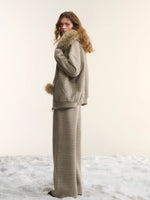 Vintage Fuzzy Plaid Jacket & Pants Set