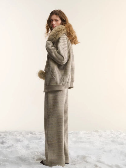 Vintage Fuzzy Plaid Jacket &amp; Pants Set