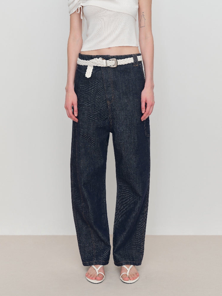 Micro Raw Denim Low-Rise Jeans