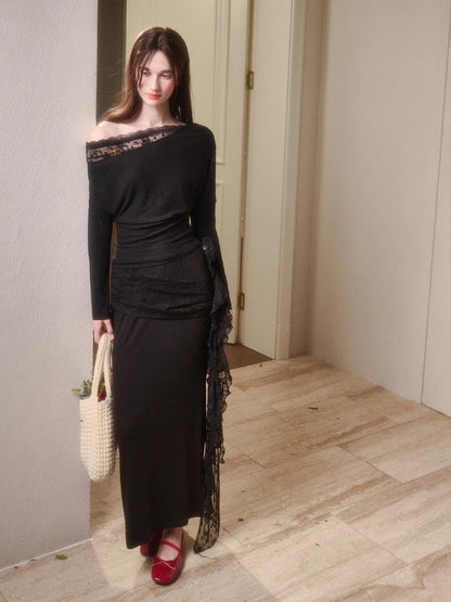 Breathe Lace Off-Shoulder Blouse &amp; Skirt Set