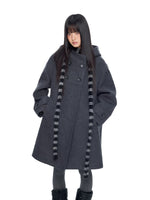 Hooded Vintage Wool Blend Coat
