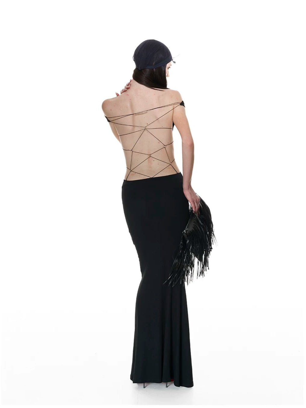 Black Lace-Up Halter Maxi Dress