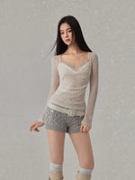 Lace Cowl Neck Top