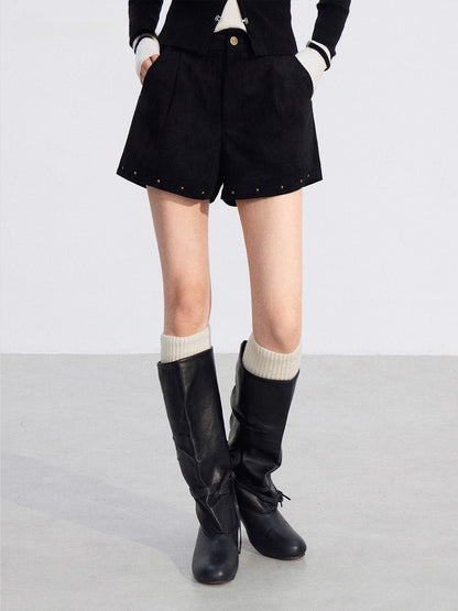 Studded Faux Suede Shorts