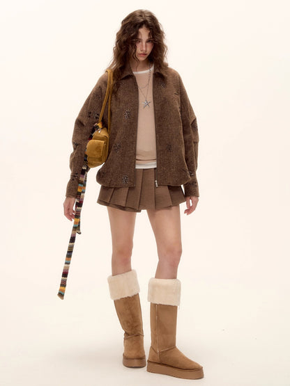 Belted Mohair Pleated Skort