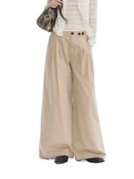 Khaki Pleated Wide Leg Trousers