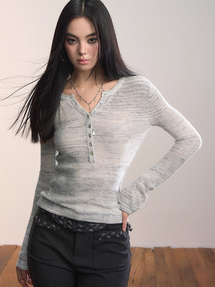 Sparkle Henley Knit Top