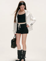 Contrast Waist Tie Skirt