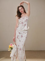 Cosagach Pearl Satin Embroidered Camisole & Skirt Set