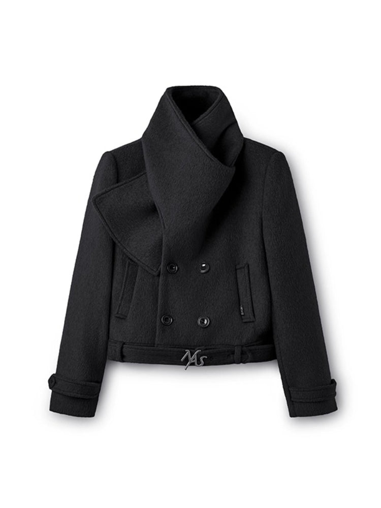 "Ross Series" Wool Scarf-Collar Coat