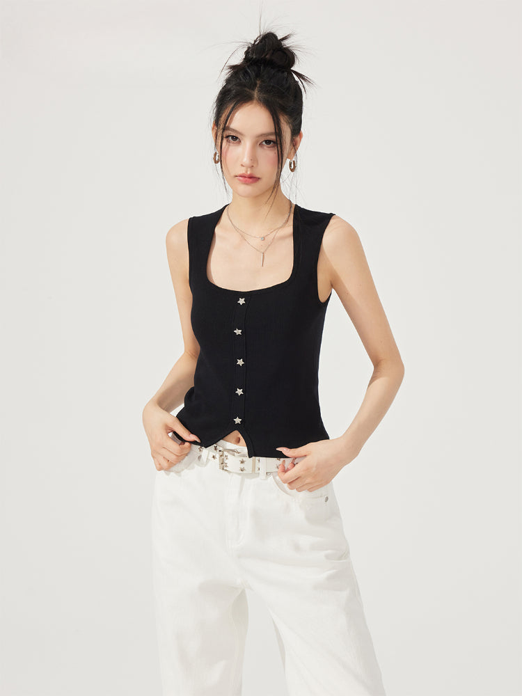 Large U-Neck Star Knitted Vest