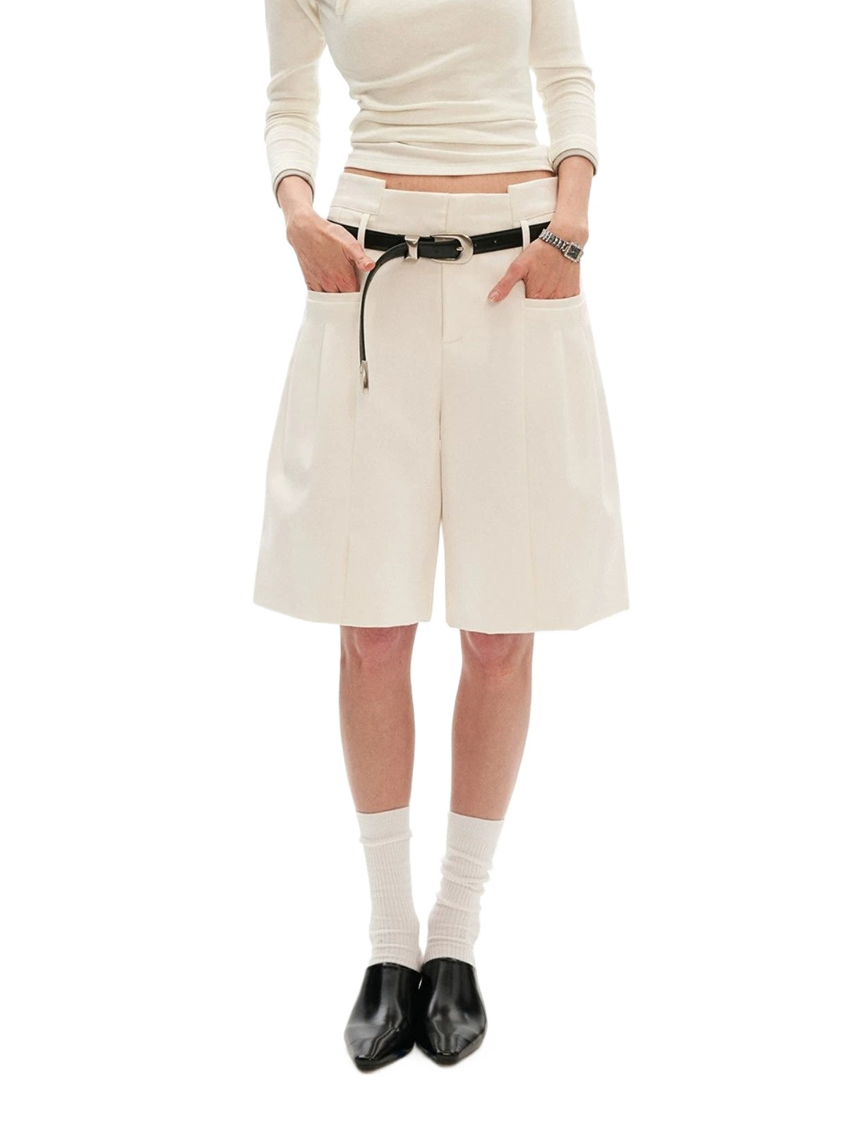 Tailored High Waist Bermuda Shorts