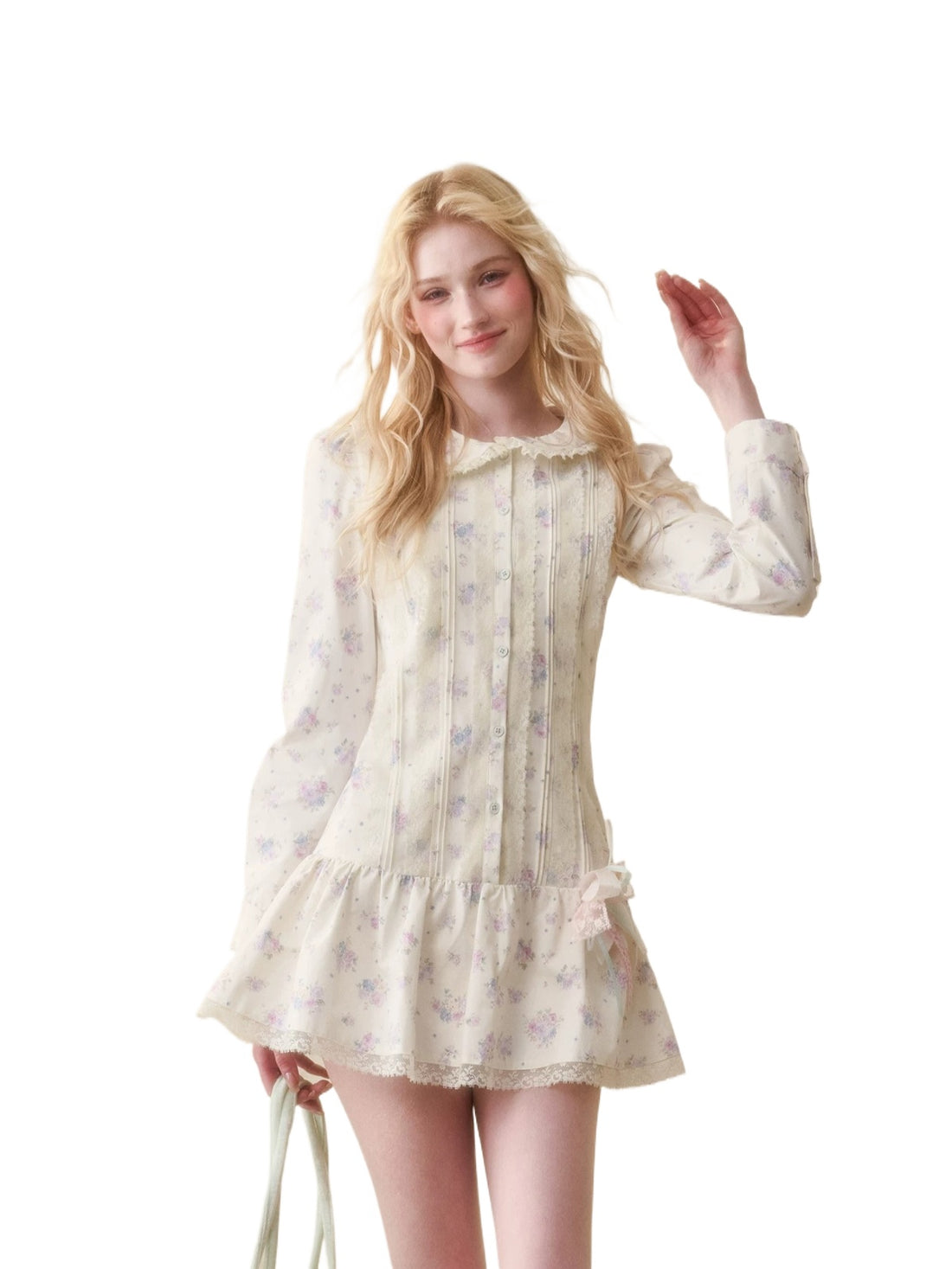 Vintage Floral Waist Mini Dress
