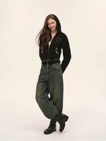 Heart Totem Knit Hooded Cropped Jacket