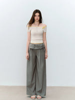 Acetate Wool Off-Shoulder T-shirt