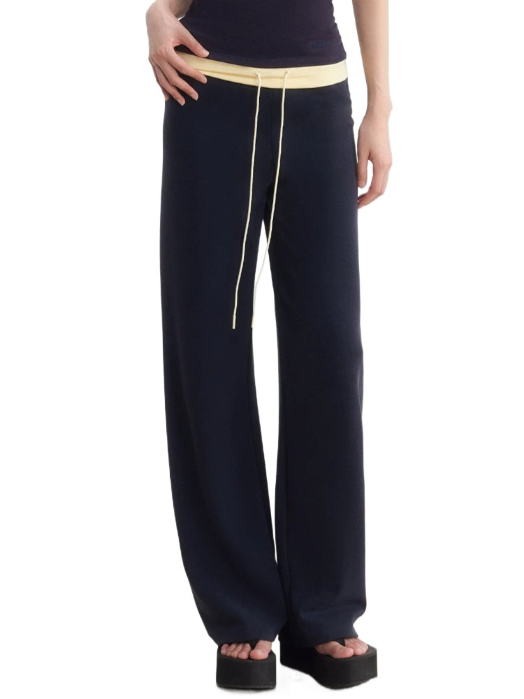 Contrast Waist Drawstring Pants