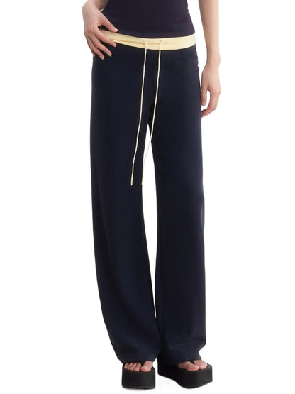 Contrast Waist Drawstring Pants