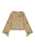 Khaki Double-Breasted Short Coat