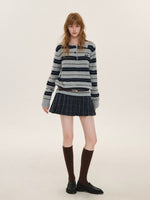 Vintage Striped Wool Polo Sweater