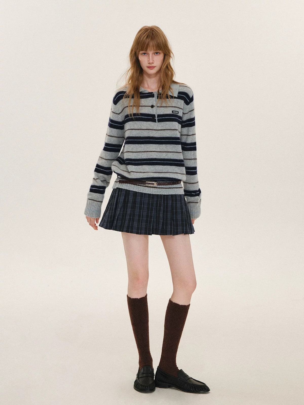 Vintage Striped Wool Polo Sweater