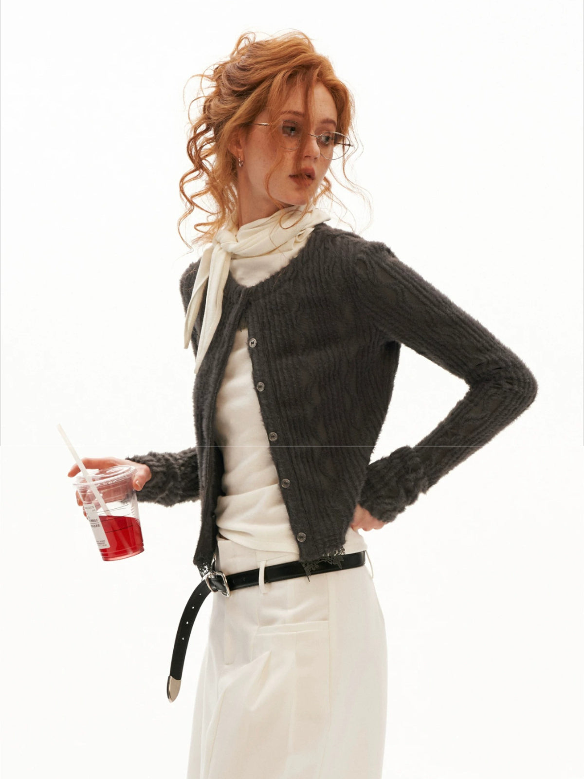 Lace Trim Textured Cropped Cardigan