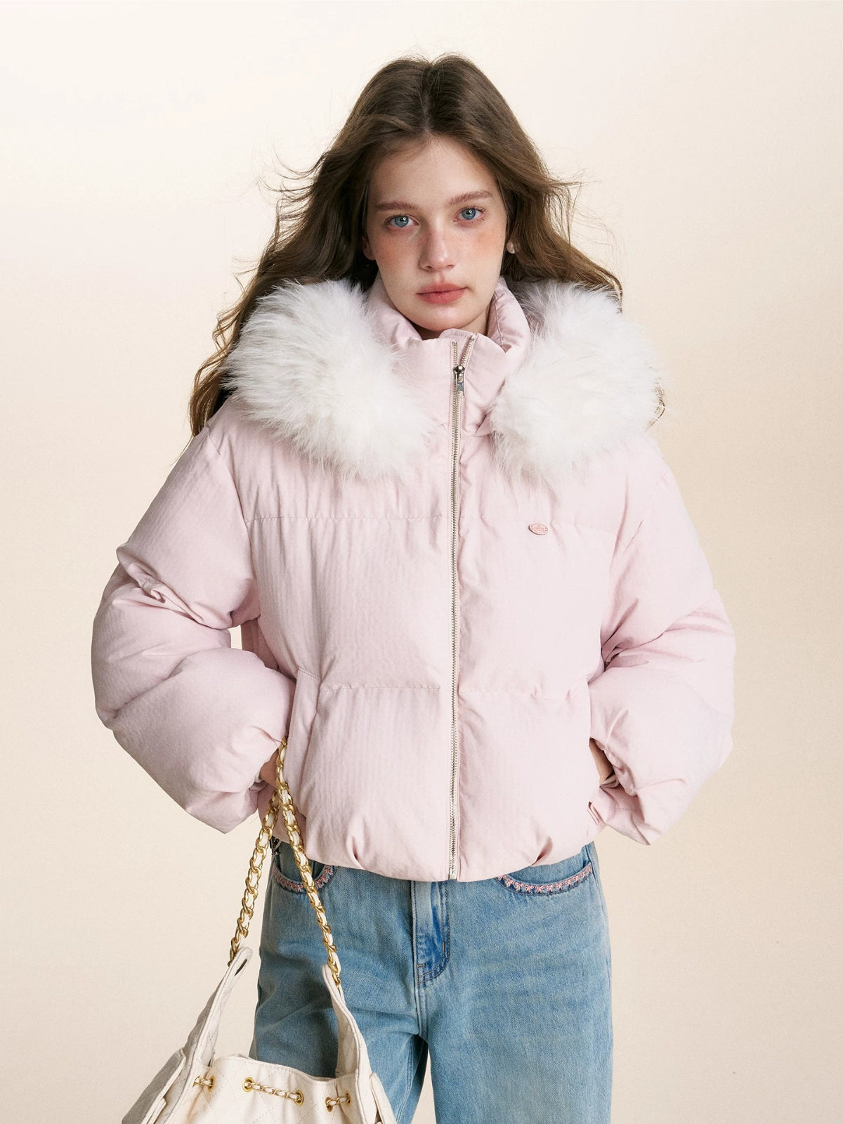 Fur Trim Hooded Down Jacket
