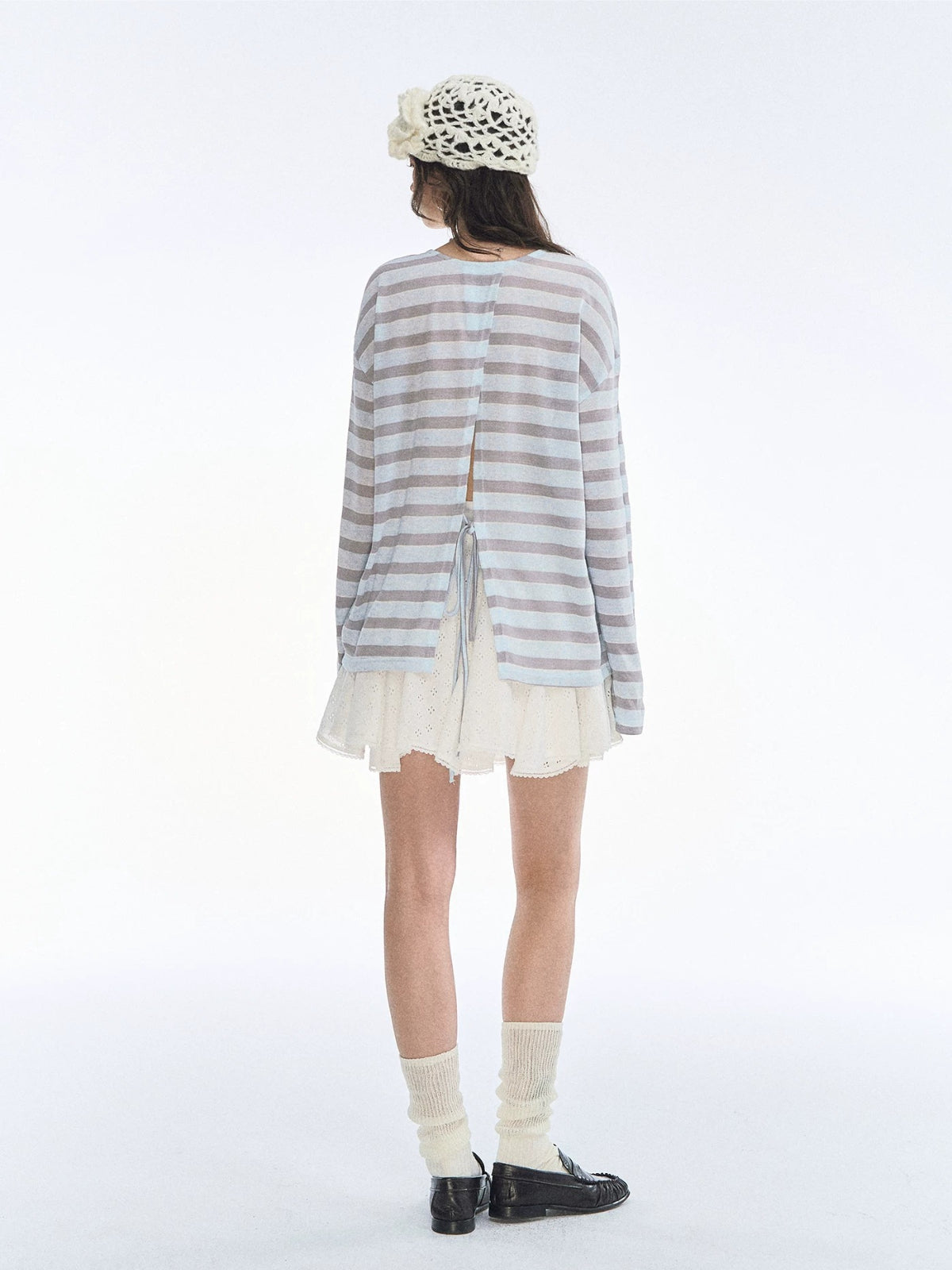 Lace Bow Stripe Top