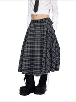 Plaid Gathered Midi Skirt
