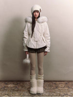 Faux Fur Collar Double-Breasted Down Parka