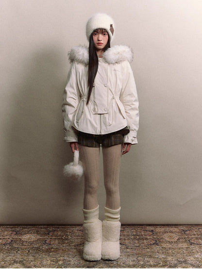Faux Fur Collar Double-Breasted Down Parka