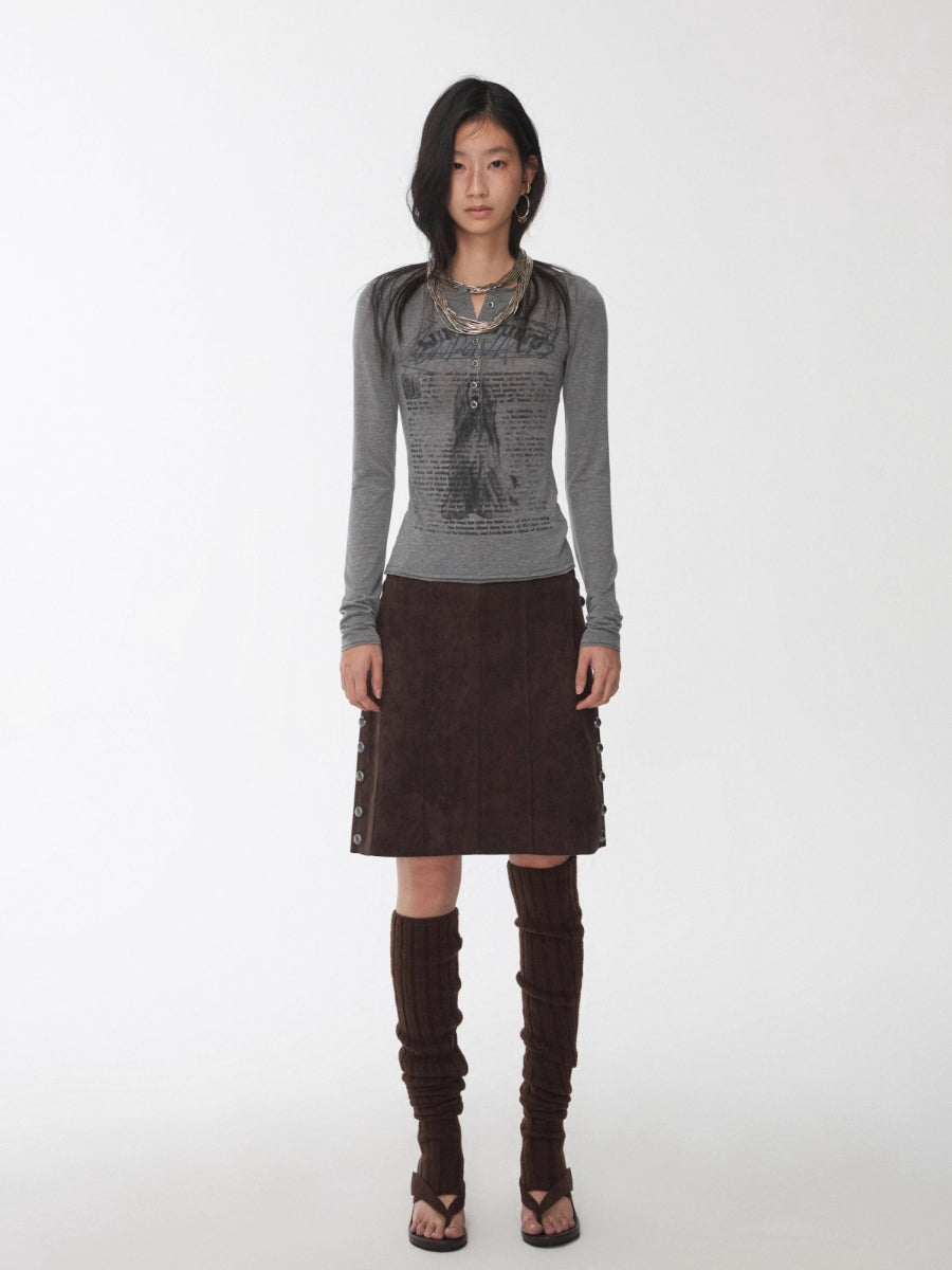 Henry Collar Animal Print Knit Top