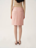 Pink PU Leather Zip Skirt