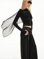Draped Collar Knit Top